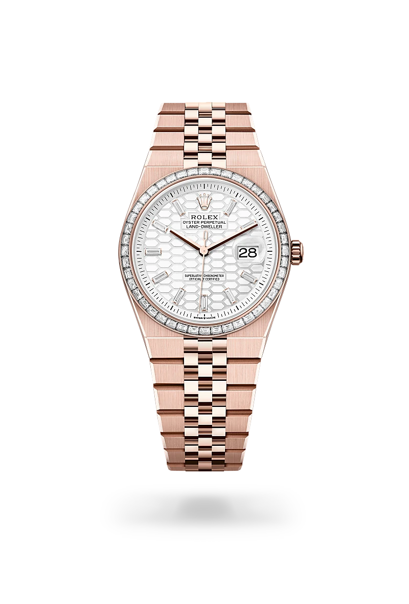 Rolex Land-Dweller Oyster, 36 mm, oro Everose e diamanti