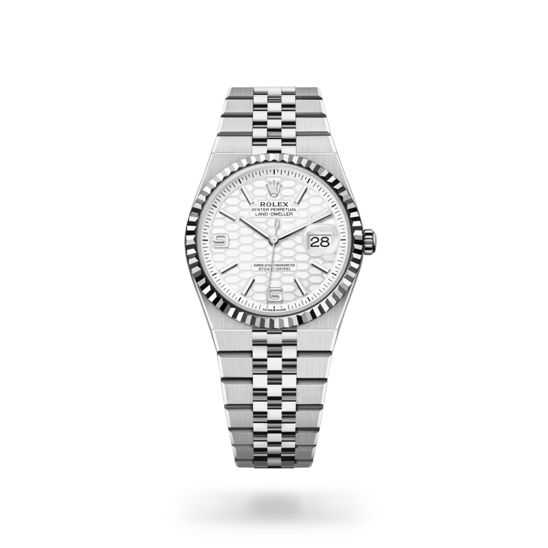 Rolex Land-Dweller Oyster, 36 mm, acciaio Oystersteel e oro bianco