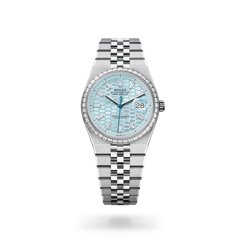 Rolex Land-Dweller Oyster, 36 mm, platino e diamanti