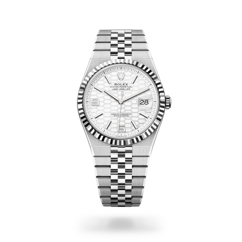 Rolex Land-Dweller Oyster, 40 mm, acciaio Oystersteel e oro bianco